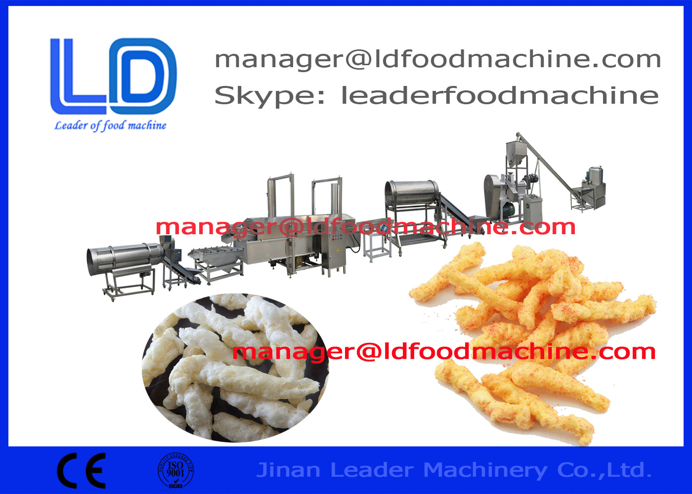 Otomatik Kurkure Yapma Makinesi Nik naks / Mısır Kıvırma Mendil Ekstrüzyonlu Atıştırmalık Makinaları 230kg / s